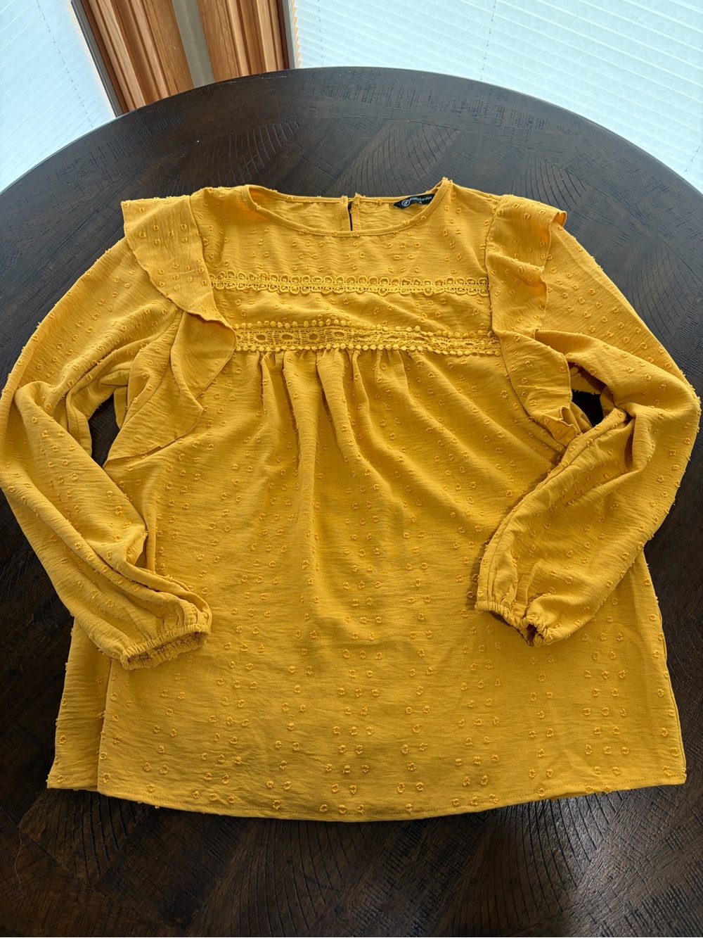 Women’s Mustard Yellow Ruffle Long-Sleeve Blouse